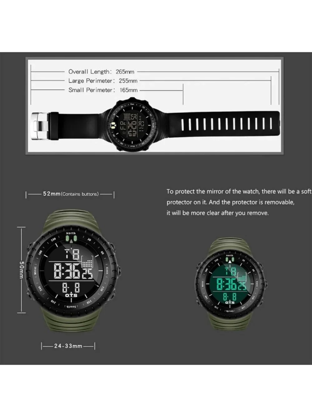 Men's Waterproof Digital Sports Watch | Tactical LED Backlight Timepiece